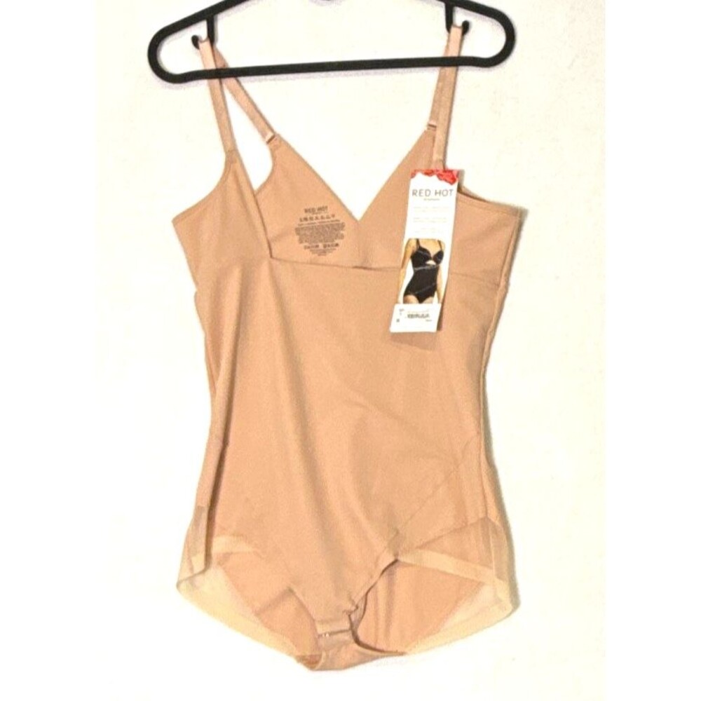 Spanx NWT Red Hot L Open-Bust Firm Shaping Pink Sand Bodysuit WirelessAdjustable